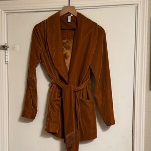 Women's Velvet Utility Jacket in Warm Brown